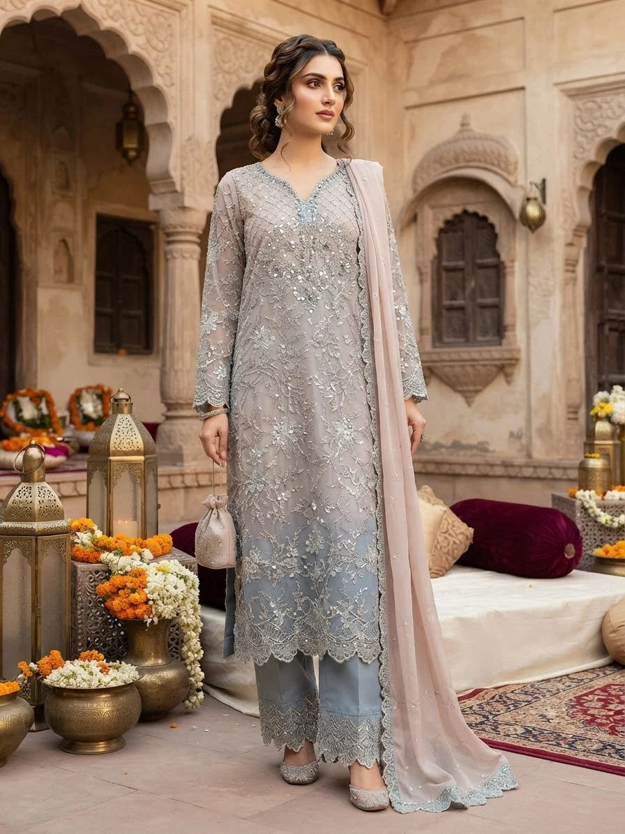 MB BRIDAL ICE BLUE SHADED  D-2216 SEMI-STICHED