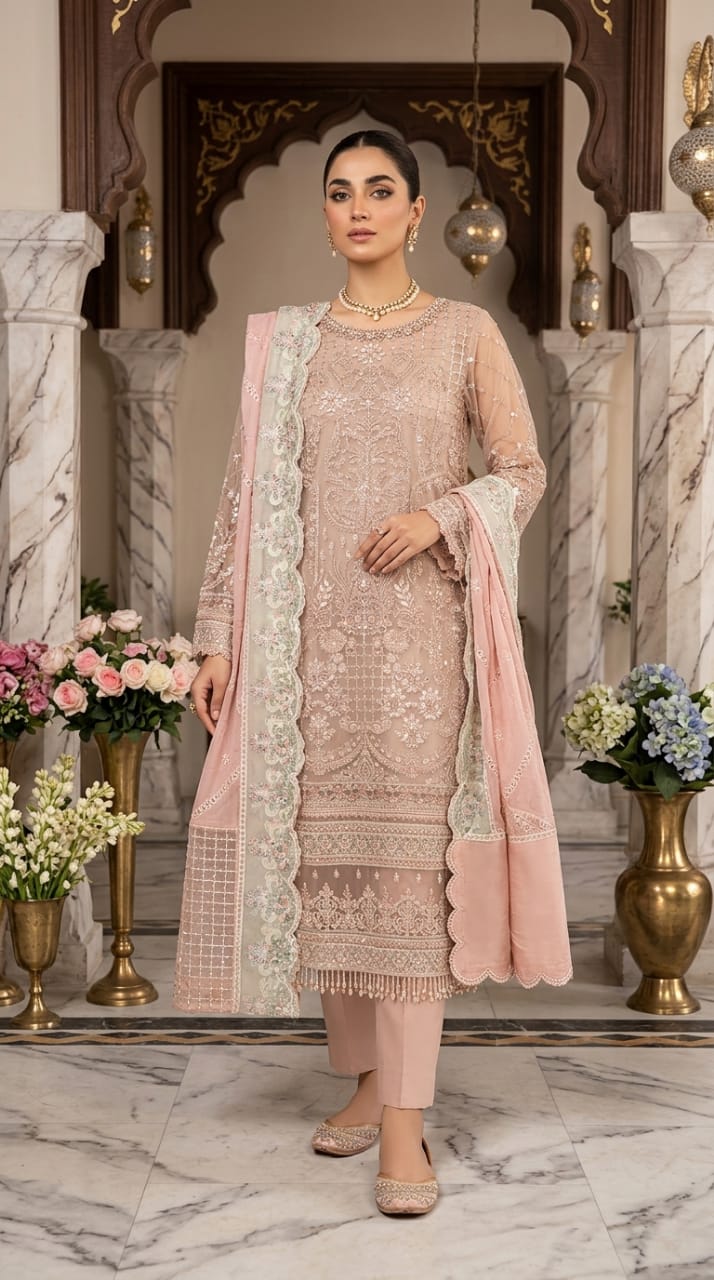SAJAWAT PEACH D-2208 SEMI-STICHED