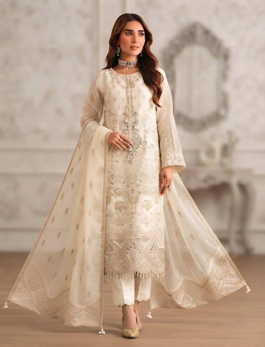 NAYYARA OFFWHITE D-2225 SEMI-STICHED