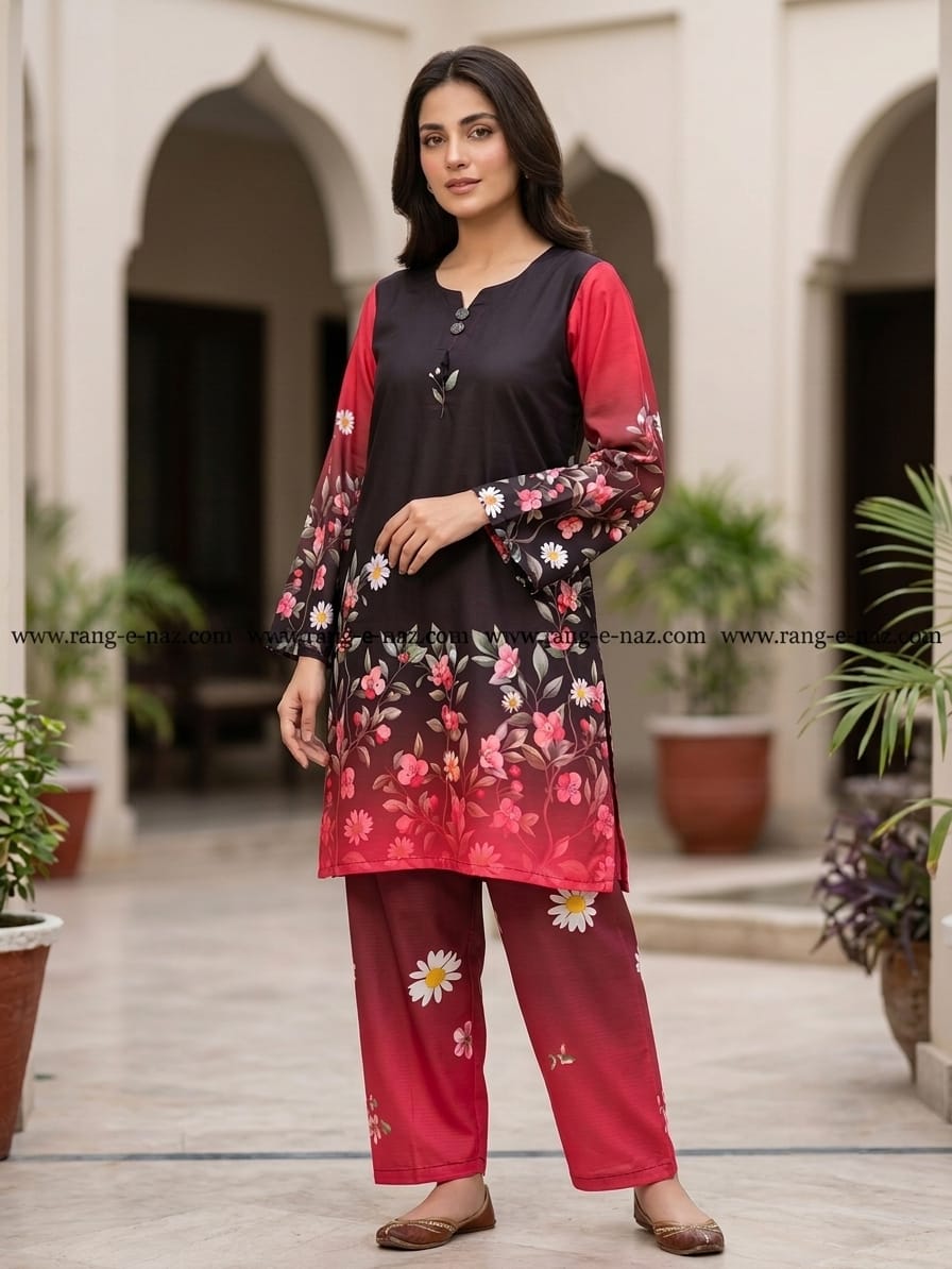 RED WITH BLACK SWISS VOIL TROUSER
