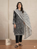 BLACK CHARCOL ALKARAM DIGITAL PRINTED 3 PCS UNSTICHED