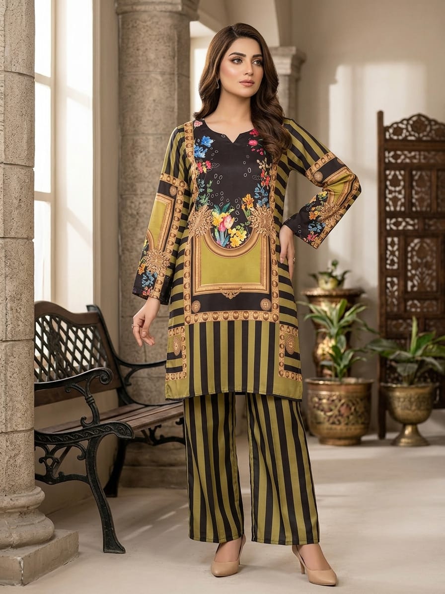 MEHDI BLACK STAIRS PRINTED 2 PCS