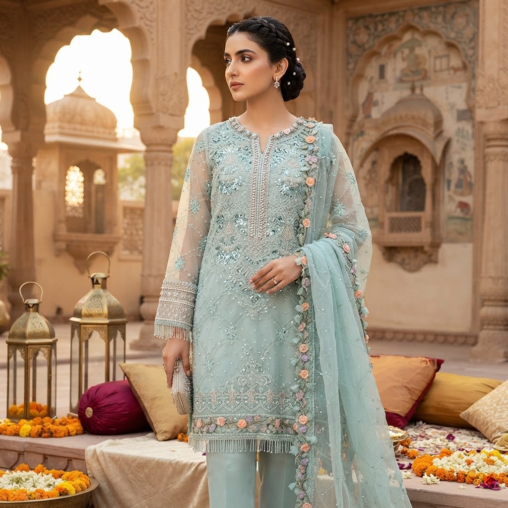 SILSILAY SEA GREEN D-2233 SEMI-STICHED
