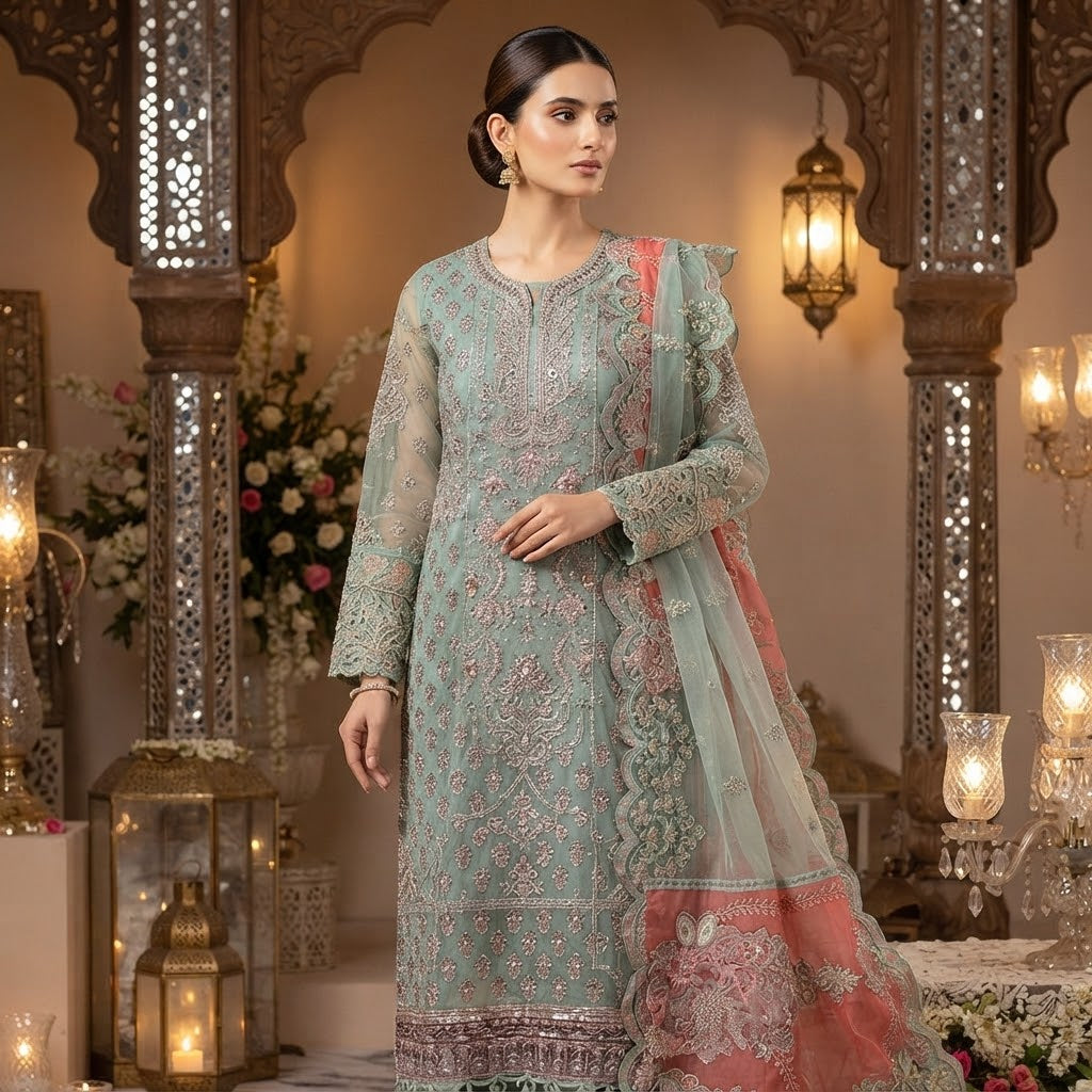 BAROOQUE ICE GREEN D-2236 SEMI-STICHED