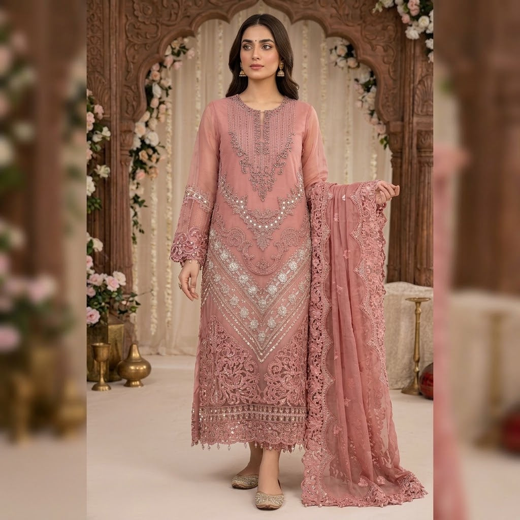 ELIFNOOR PINK D-2219 SEMI-STICHED